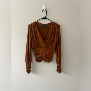 Express Deep V Ruched Top